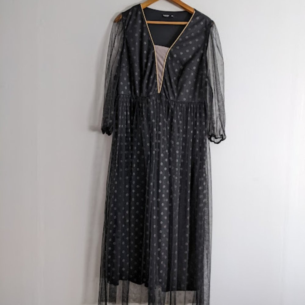 Shein Black Polka Dot Maxi Formal Dress Size 1XL